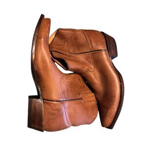 Stetson Handmade Leather Cowboy Boots Brown All Leather Sole Western Size 12